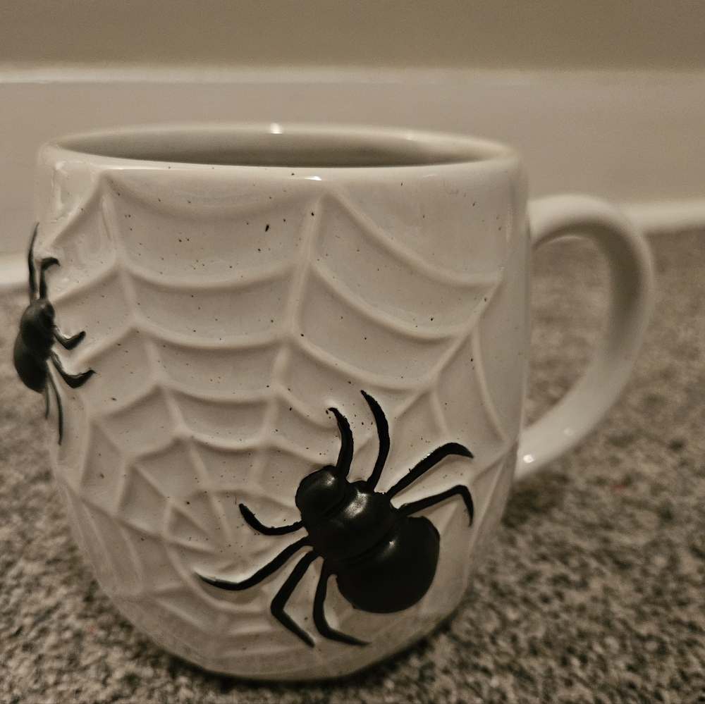 Spider & Web Ceramic Mug - Black and White
